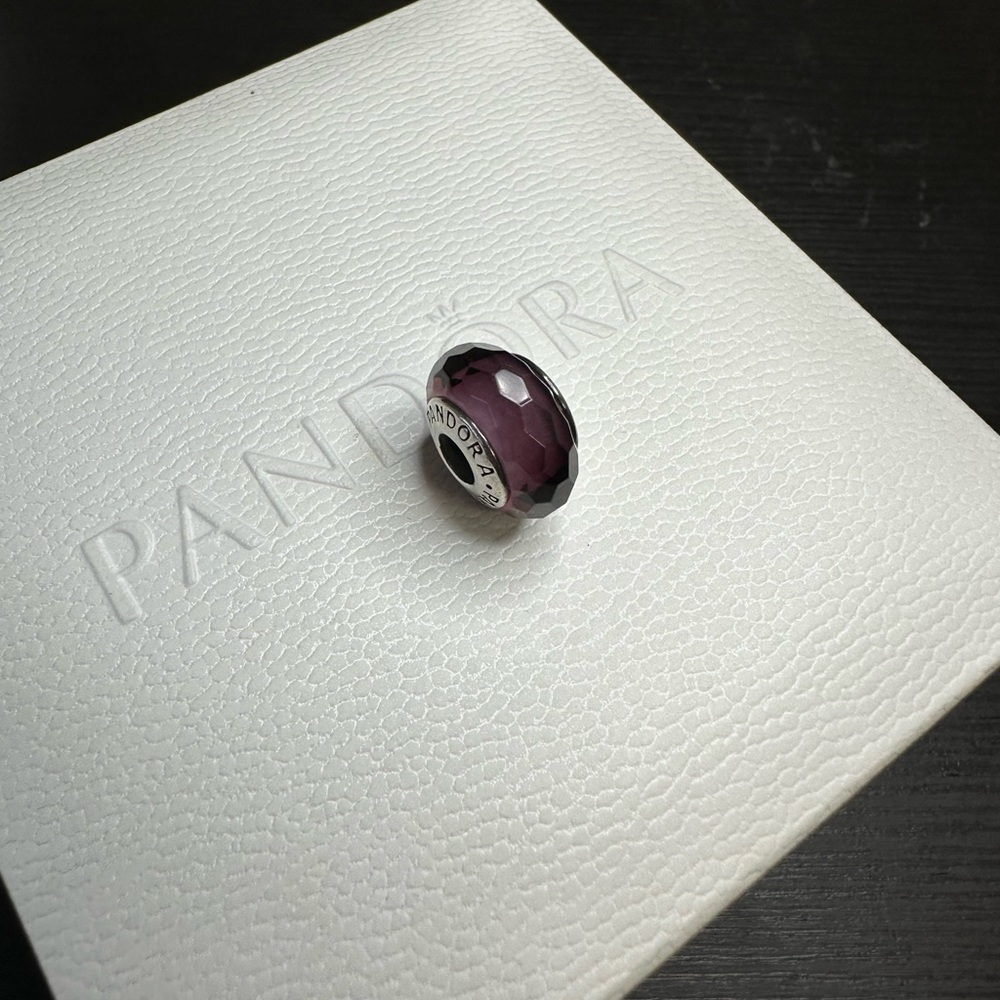 Pandora sterling silver purple crystal charm